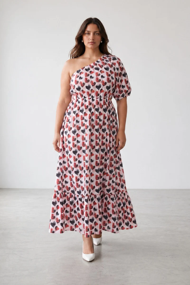 Adael|Cotton One Shoulder Maxi Dress