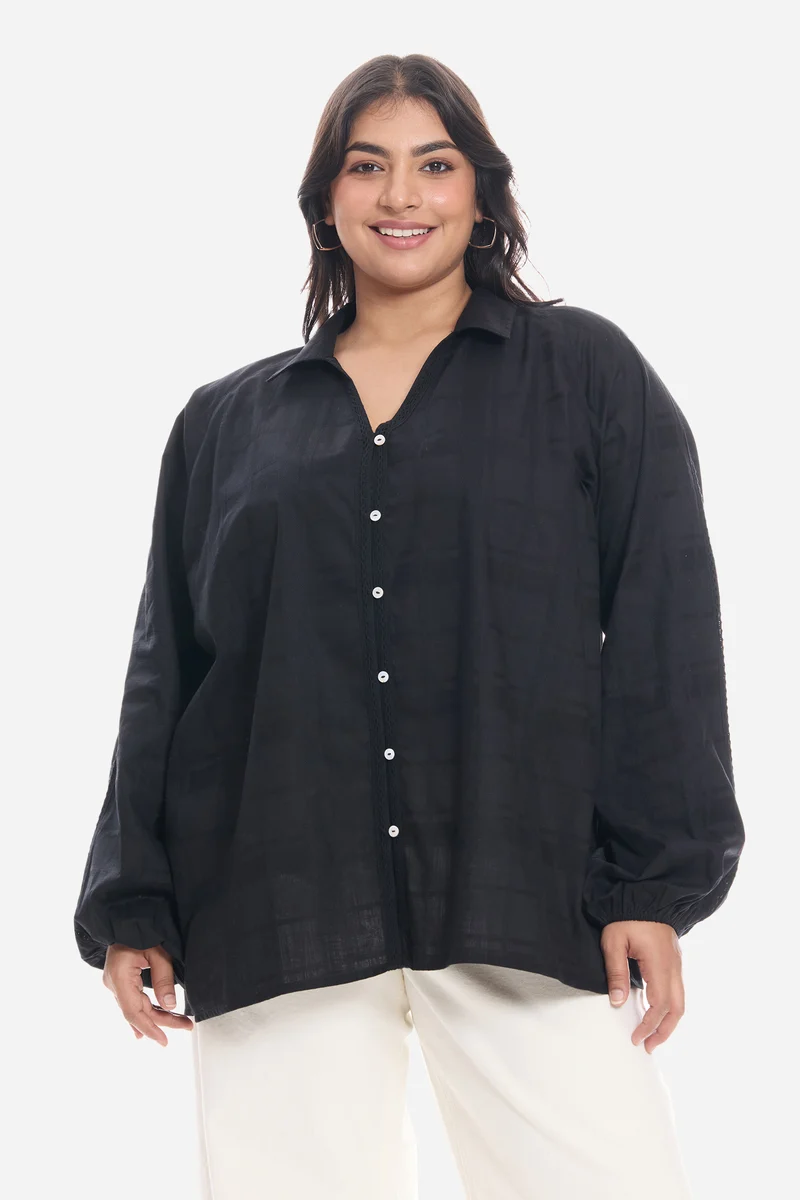 Sotis|Cotton Lace Embellished Shirt