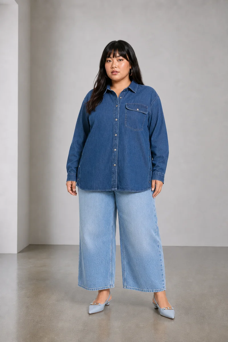Vilel|Cotton Shirt With Side Seam Detail