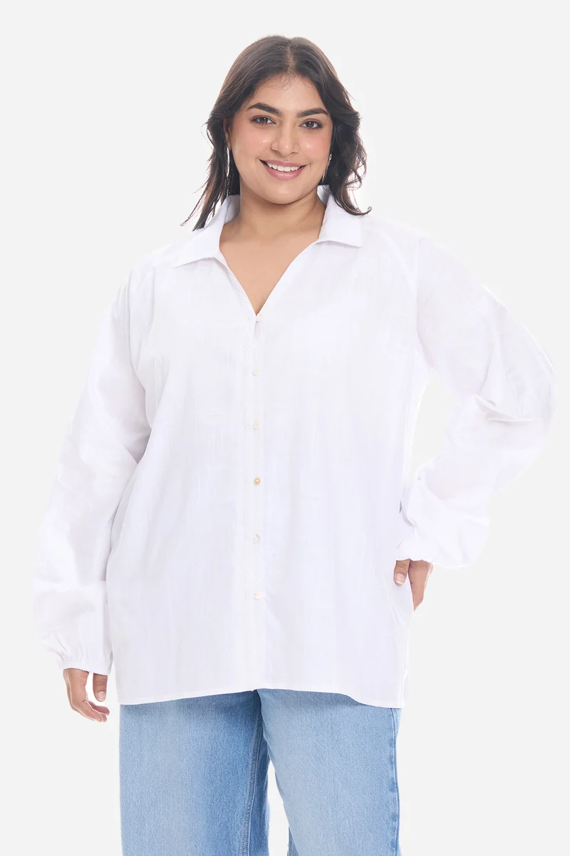 Sotia|Cotton Lace Embellished Shirt