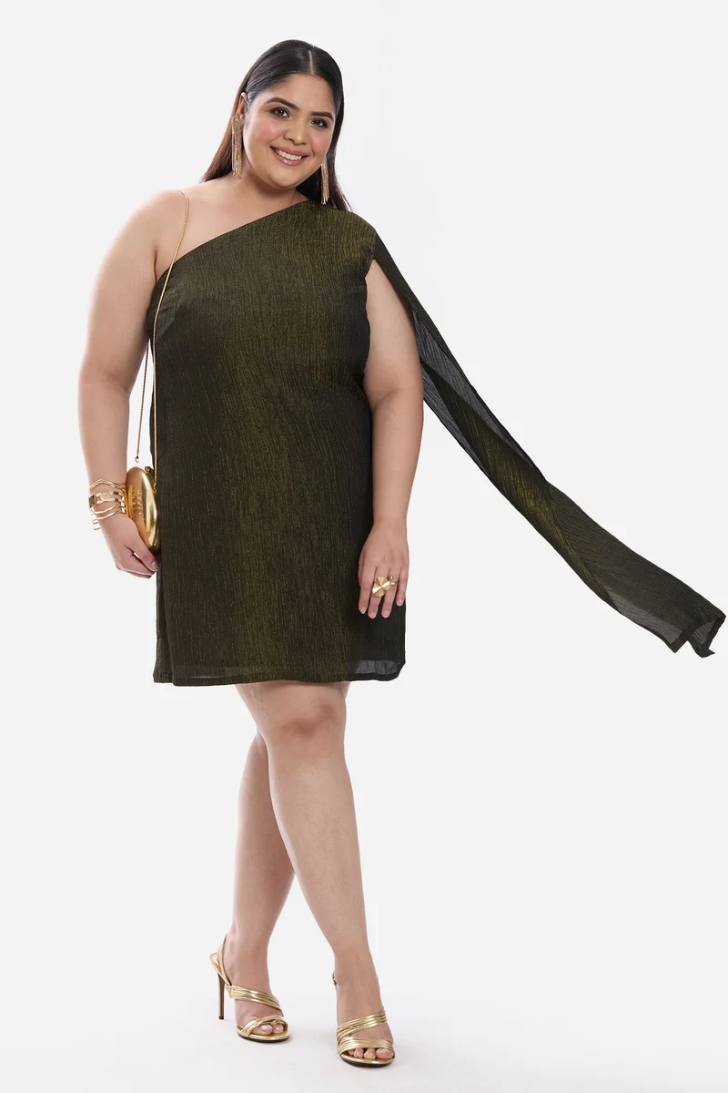 Visen|Viscose One Shoulder Sheath Dress