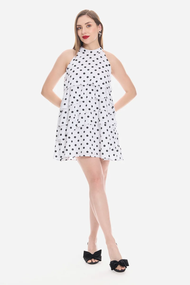 Saoy|100% Viscose A Line Tiered Dress