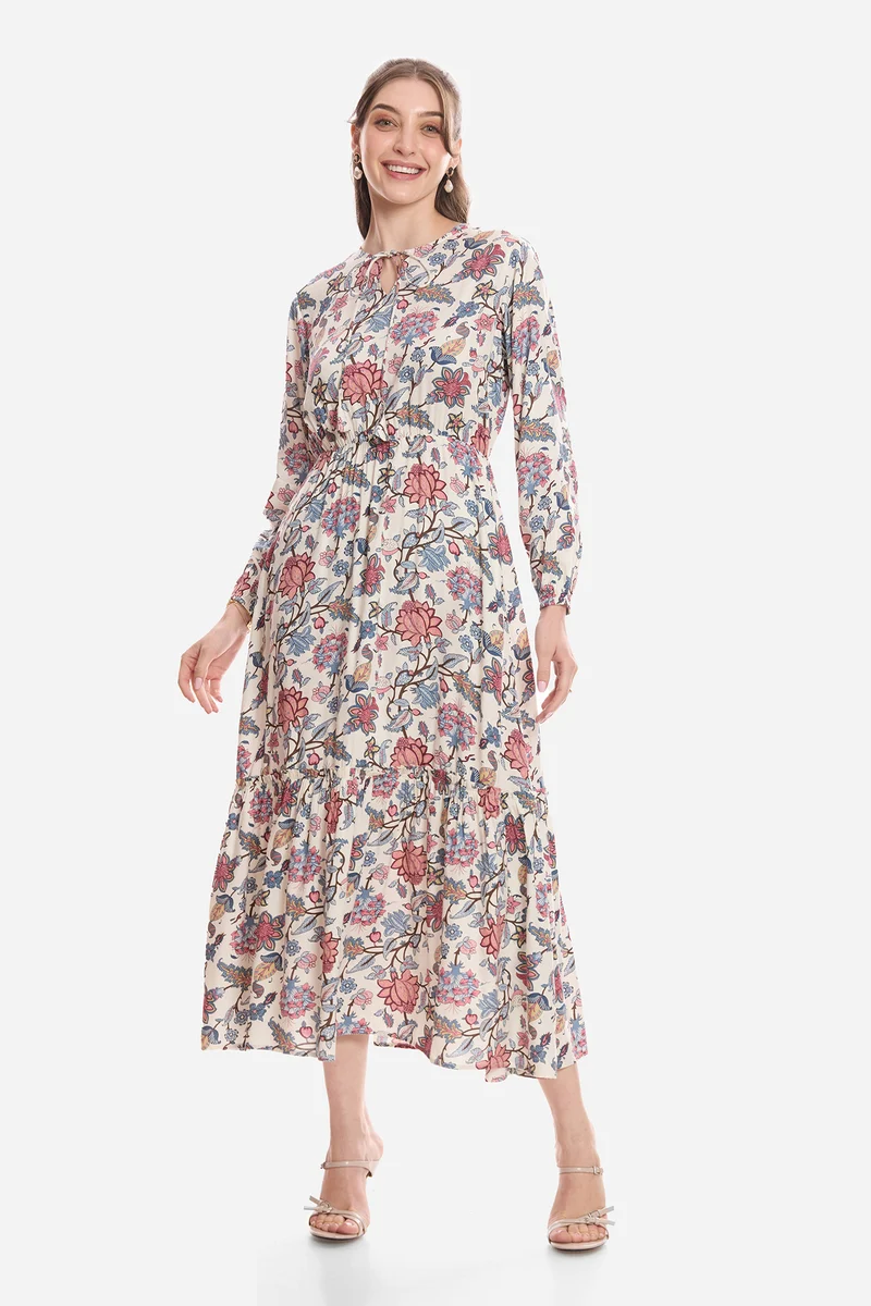 Hiromi|100% Viscose A-Line Maxi Dress