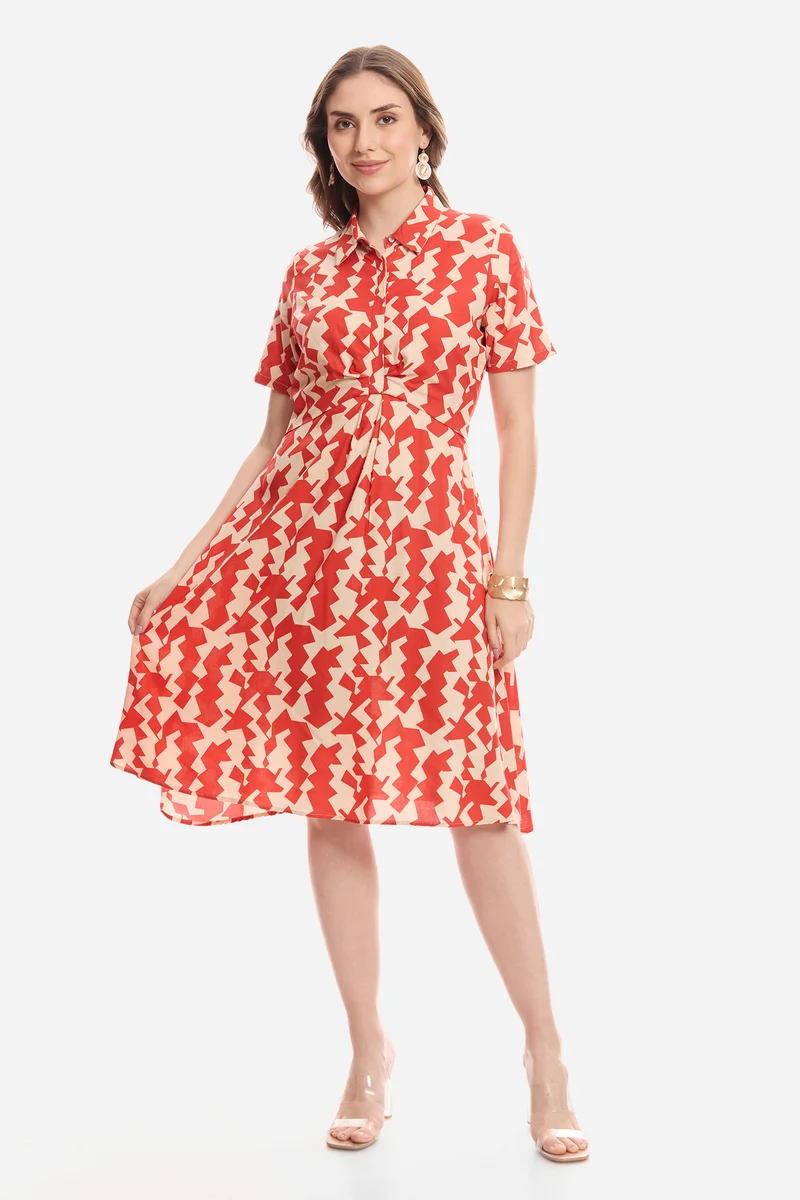 Ciela|100% Viscose Knee Length Workwear Dress