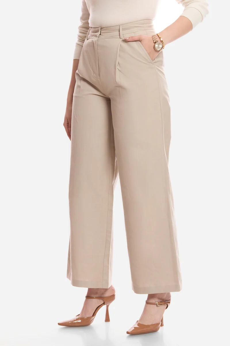 Emica|100% Linen Relaxed Pleated Pants