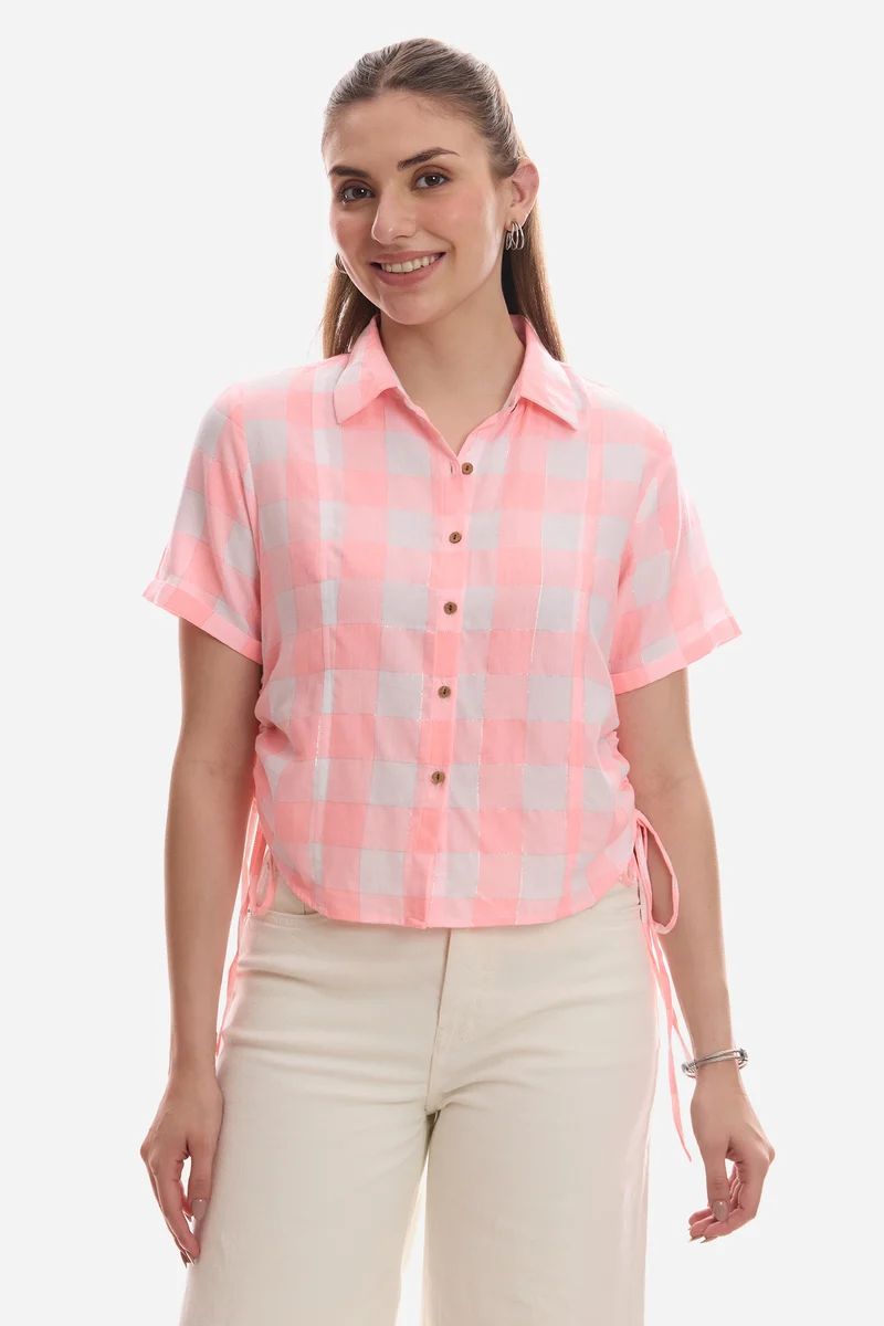 Emlyn|100% Viscose Regular Shirt With Side Drawcord