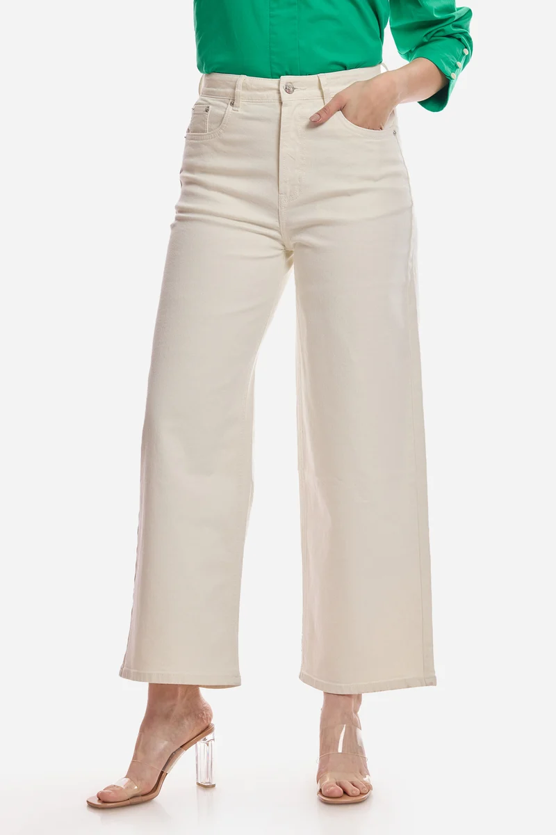 Wangmo|100% Cotton Wide Leg Mid Rise Denims