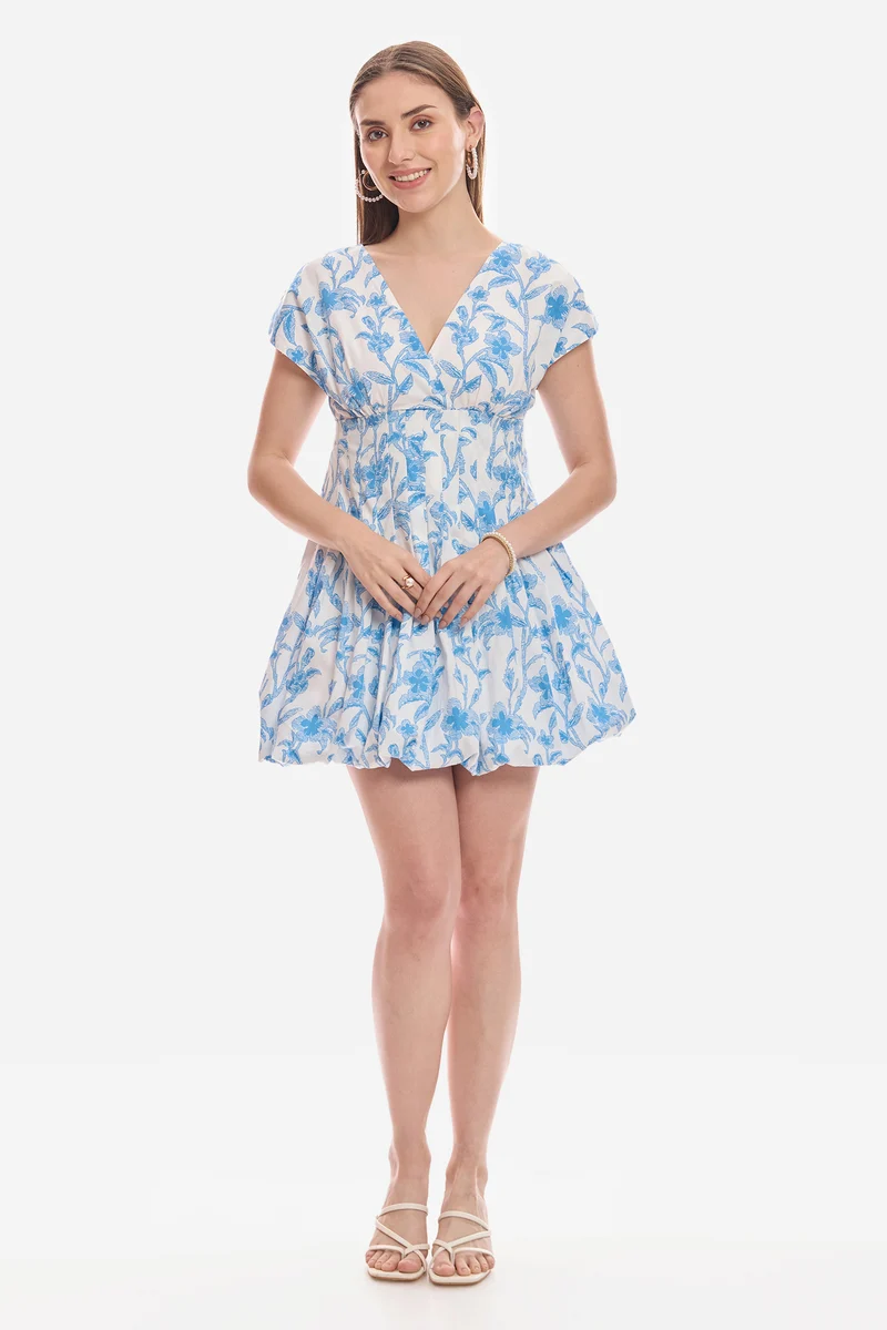 Mine|100% Cotton Pleated Bubble Hem Dress