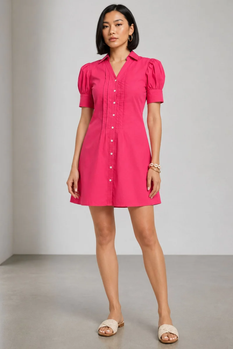 Moya|100% Cotton Puff Sleeve Mini Dress