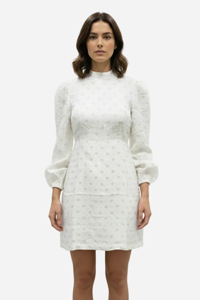 Luny|100% Viscose High Neck Mini Dress