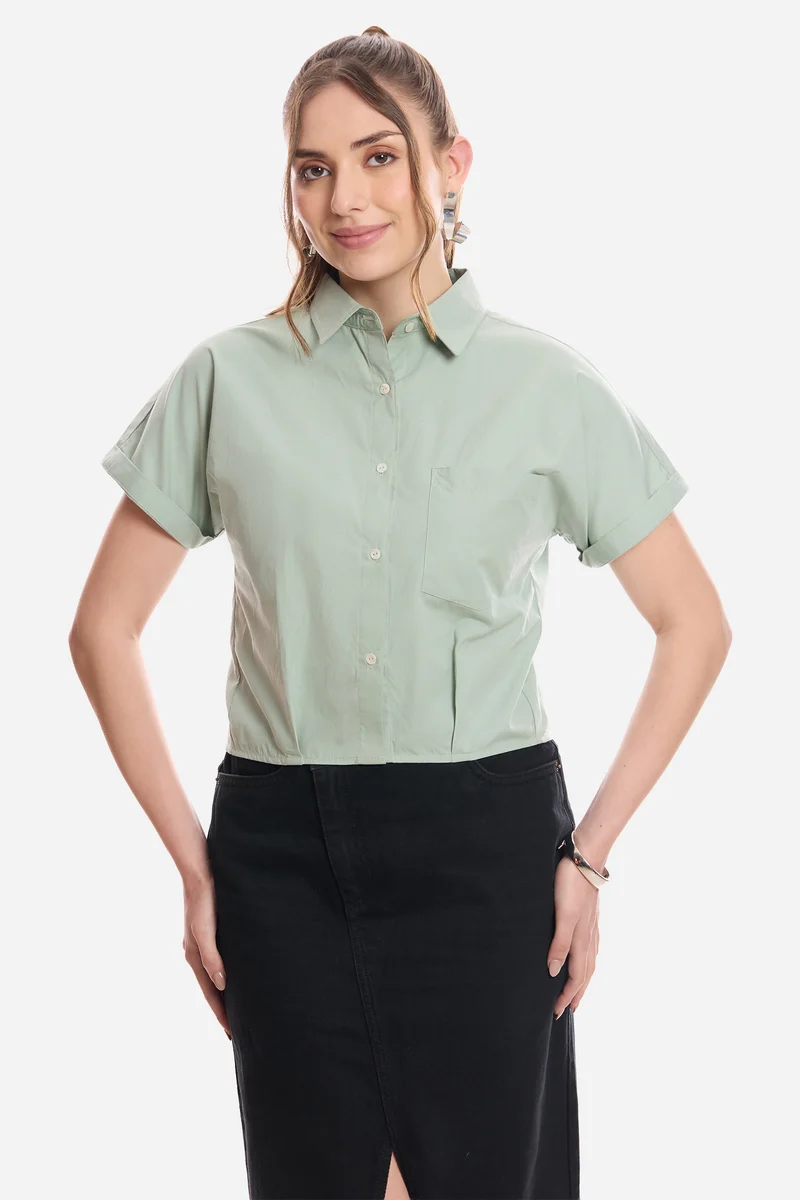 Jaela| 100% Cotton Striped Crop Shirt