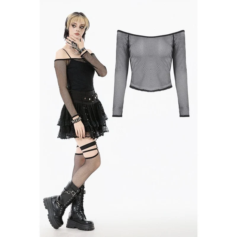 Damtopp med bara axlar i punk-modell i mesh