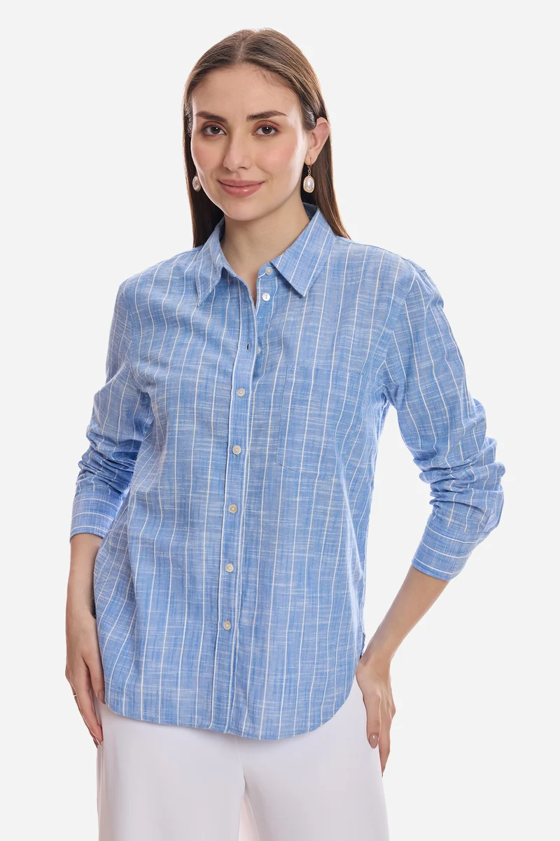 Catriona|100% Cotton Relaxed Button-Down Shirt