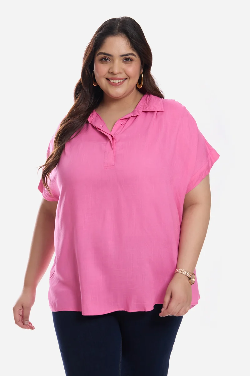 Azlin|Viscose Popover Oversized Shirt