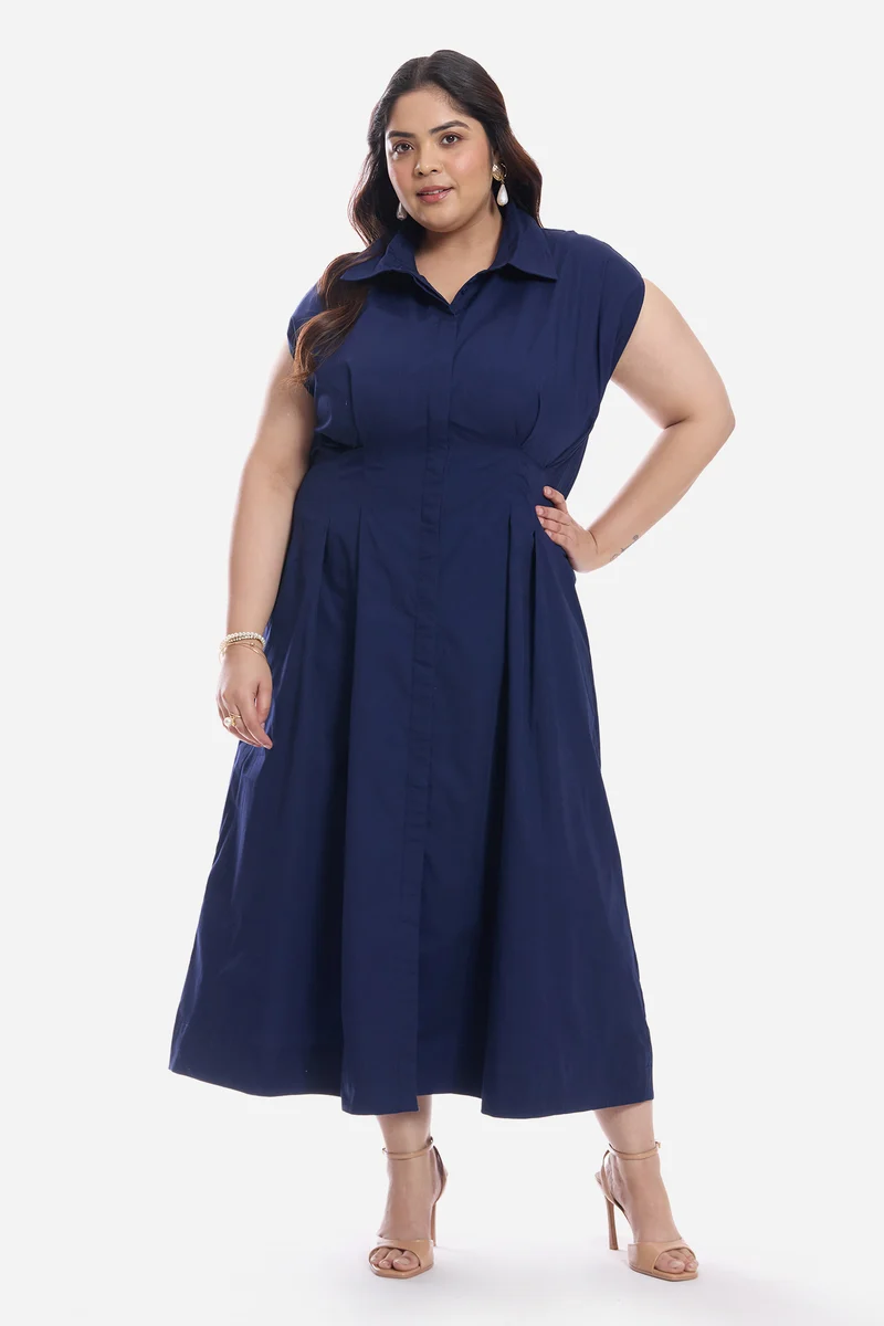 Aynur|Cotton Pleated Shirt Dress
