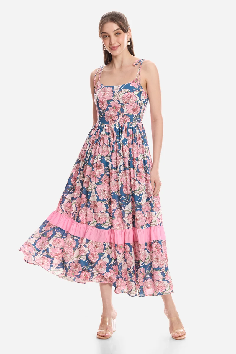 Hilal|100% Viscose Tiered Maxi Dress