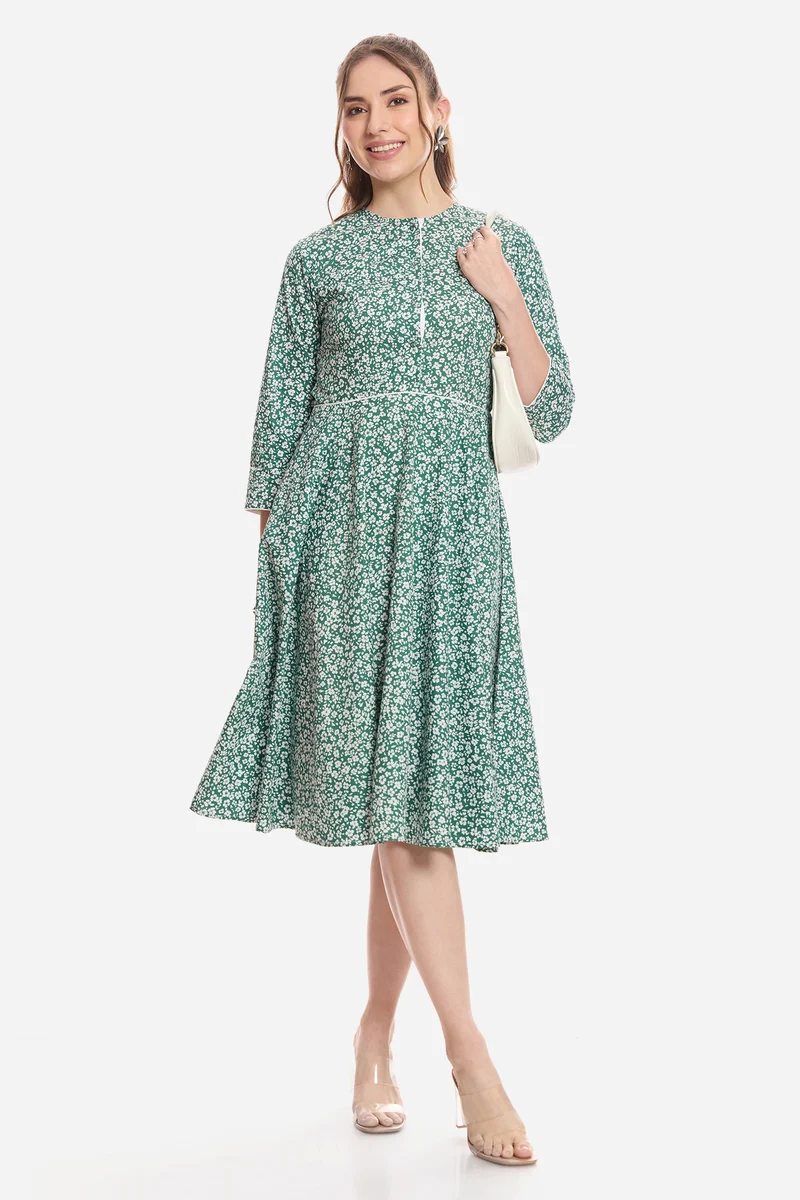 Inori|100% Cotton Mini Dress With Piping