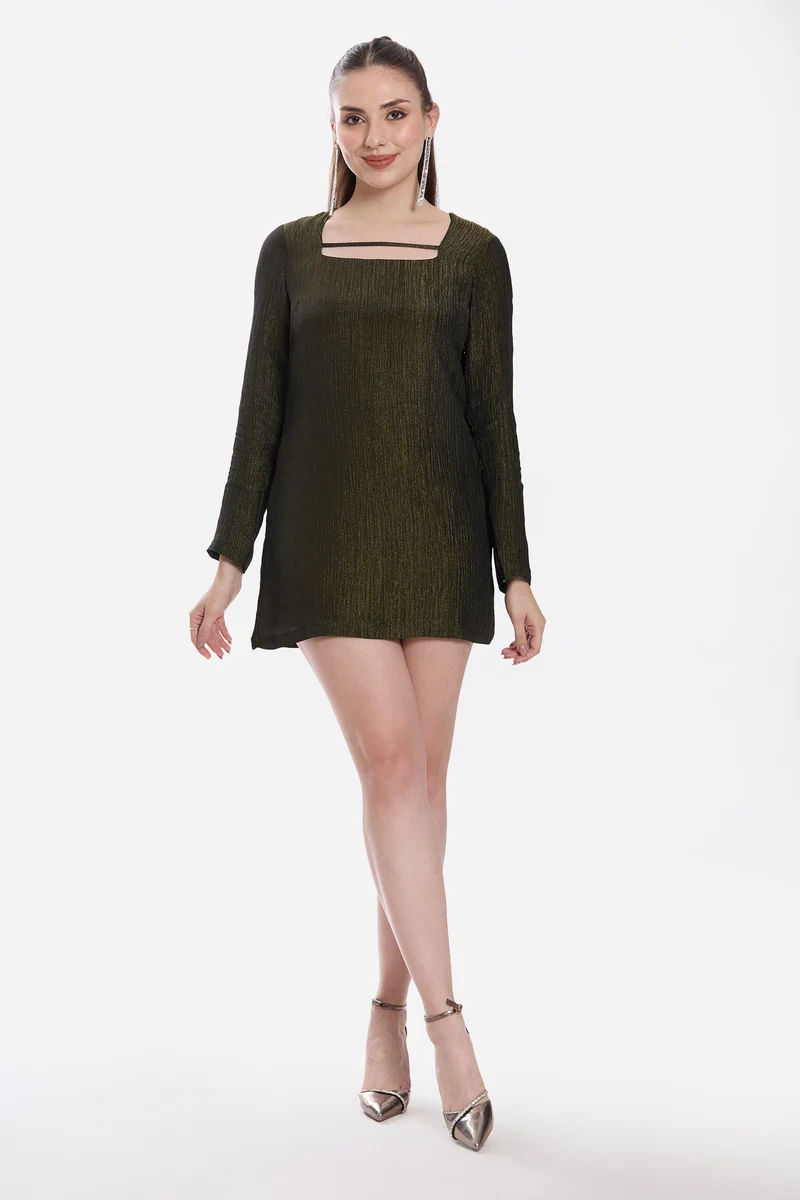 Lusy|100% Viscose A-Line Mini Dress