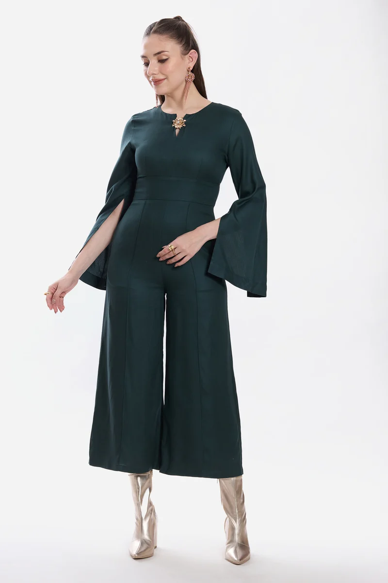 Mamis|100% Viscose Wide Leg Jumpsuit