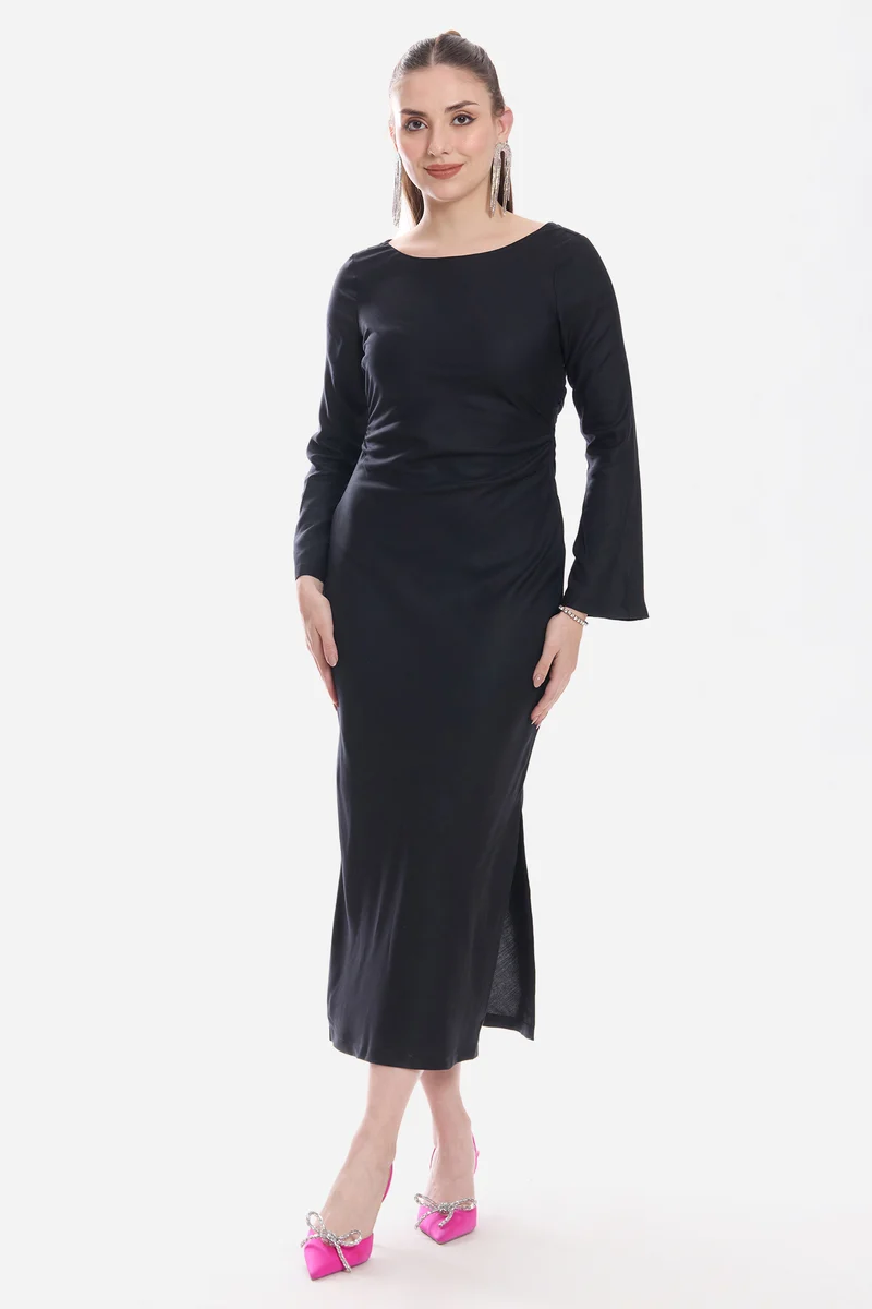 Maais|100% Viscose A-Line Maxi Dress
