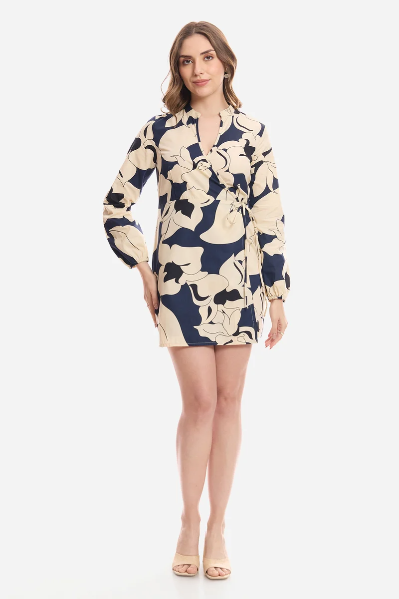 Chika|100% Cotton Wrap Mini Dress