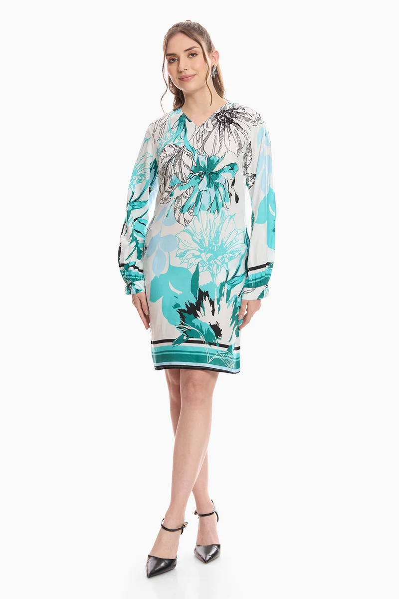 Hinae|100% Viscose Shift Mini Dress