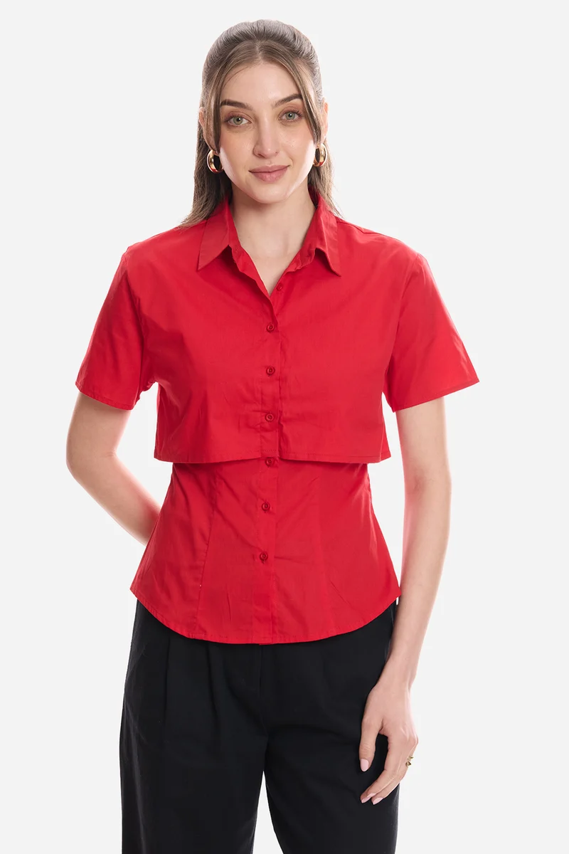 Daiaa|100% Cotton Double Layer Short Sleeve Shirt