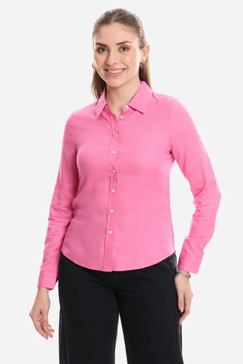 Enora|100% Viscose Button Down Shirt