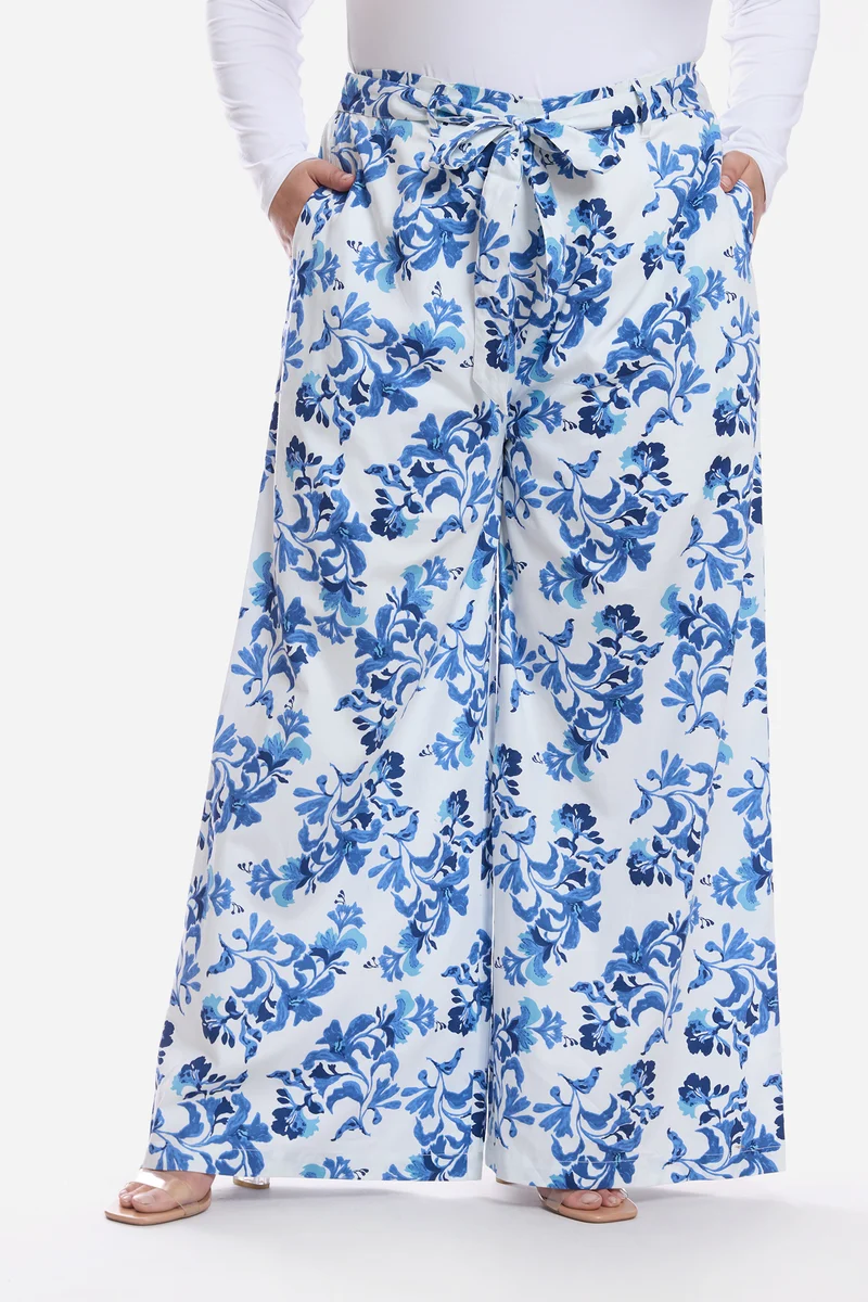 Ashni|Cotton Bow Tie Up Wide Leg Pants