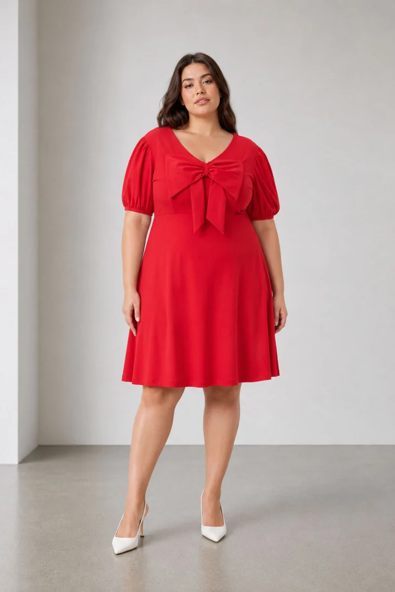Jara|Ponte Mini Dress With Center Front Bow