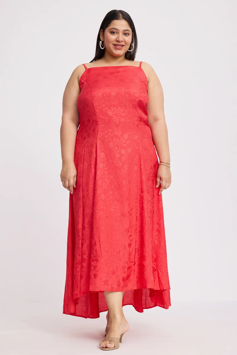 Carys|Viscose Aline Dress With Highlow Hem