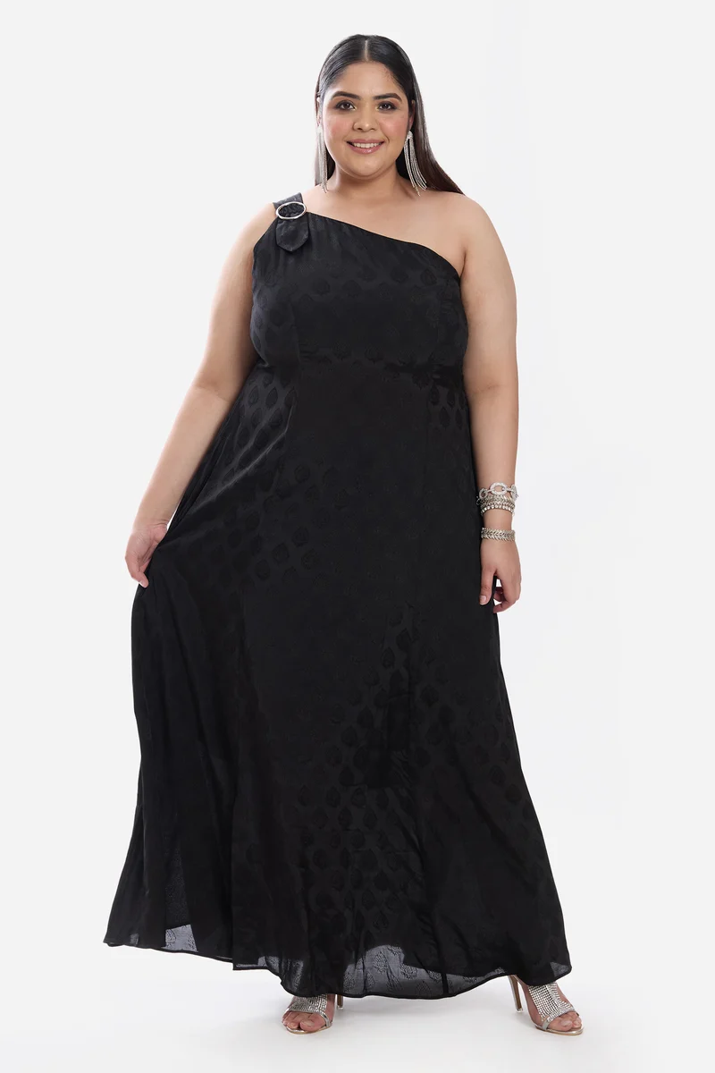 Jania|Viscose One Shoulder A Line Dress