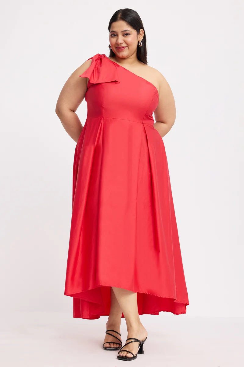 Biara|Cotton One Shoulder Bow Gown