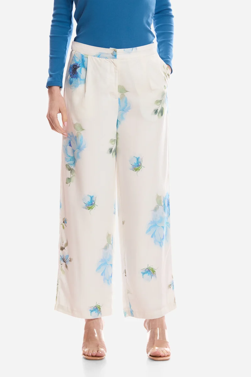 Rivani Pant|100% Tencel Floral Wide-Leg Pants