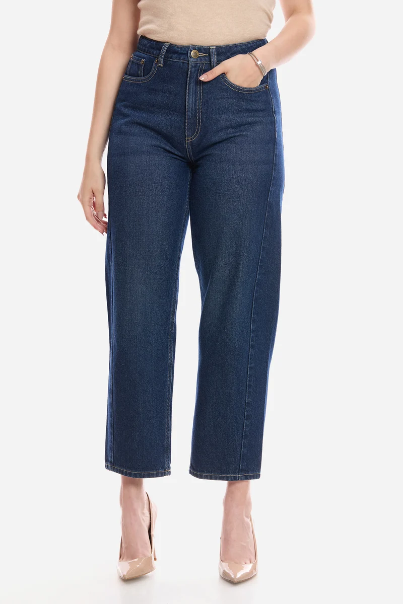 Baran|100% Cotton Denim Barrel Fit Pants