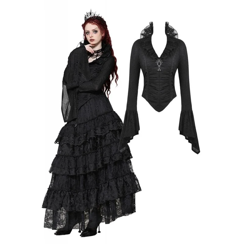 Gothic Mesh Diamond långärmad skjorta för kvinnor