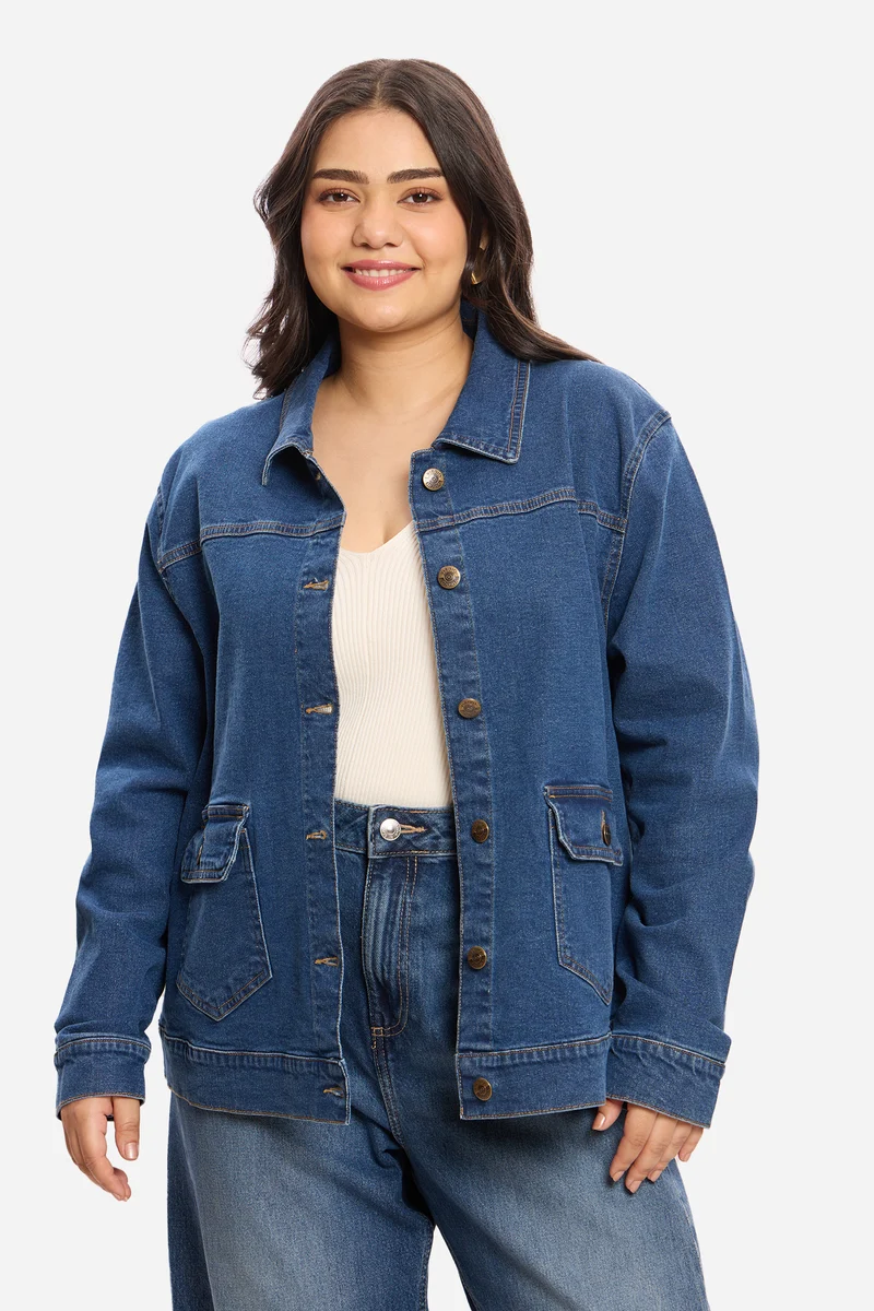 Adelaine|Cotton Denim Jacket