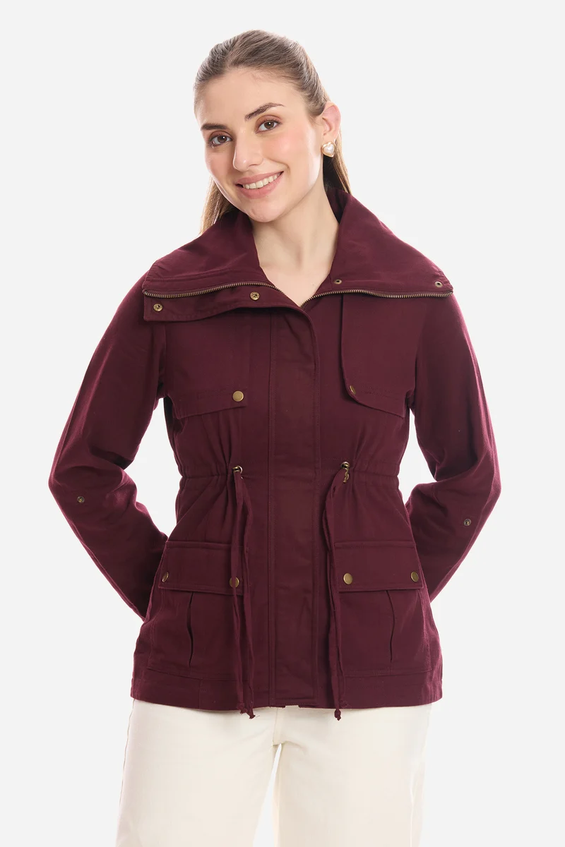 Sine|100% Cotton Utility Jacket With Flange