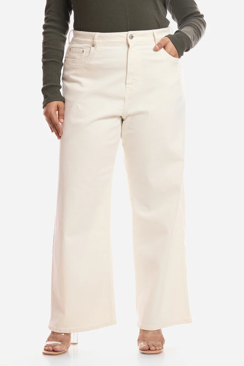 Aletta|100% Cotton Wide Leg Jeans