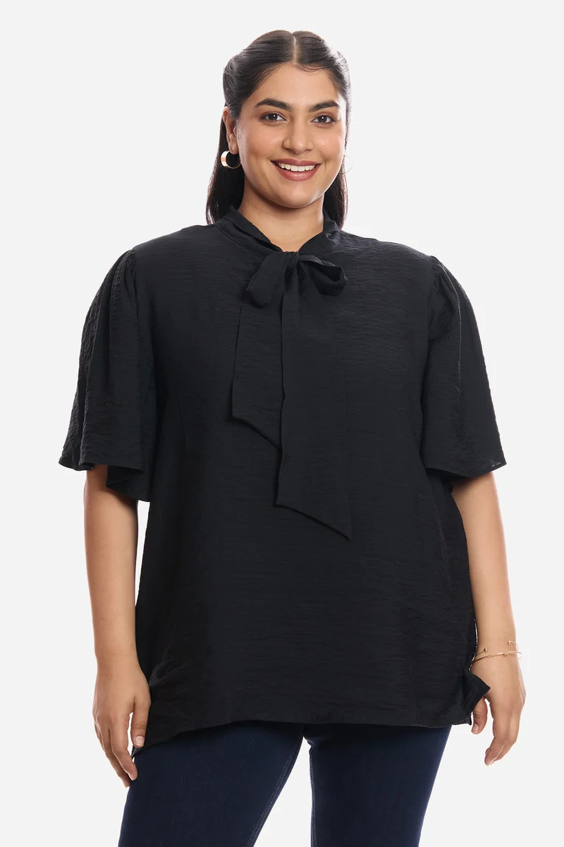 Amishi|Viscose Blouse With Flutter Sleeves