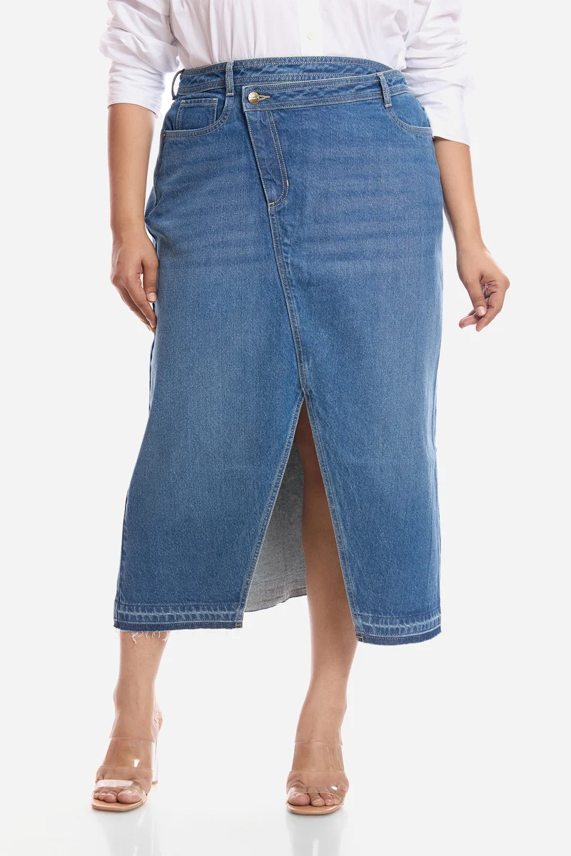 Alira|100% Cotton Asymmetrical Midi Skirt