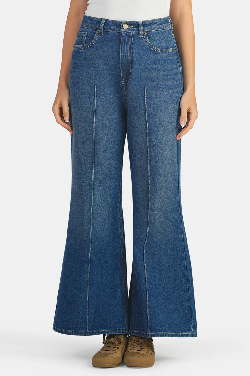 Oriane|100% Cotton Flared Denim