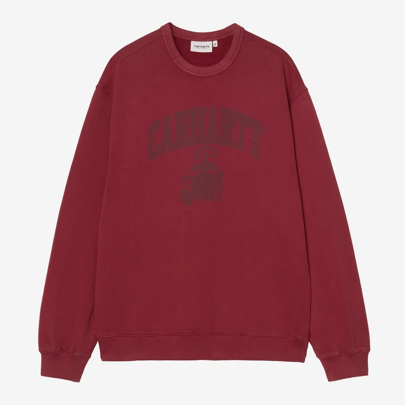 Carhartt WIP Herrtröja med bleknad Pond Corps-motiv | Marsala Heavy Stone Wash