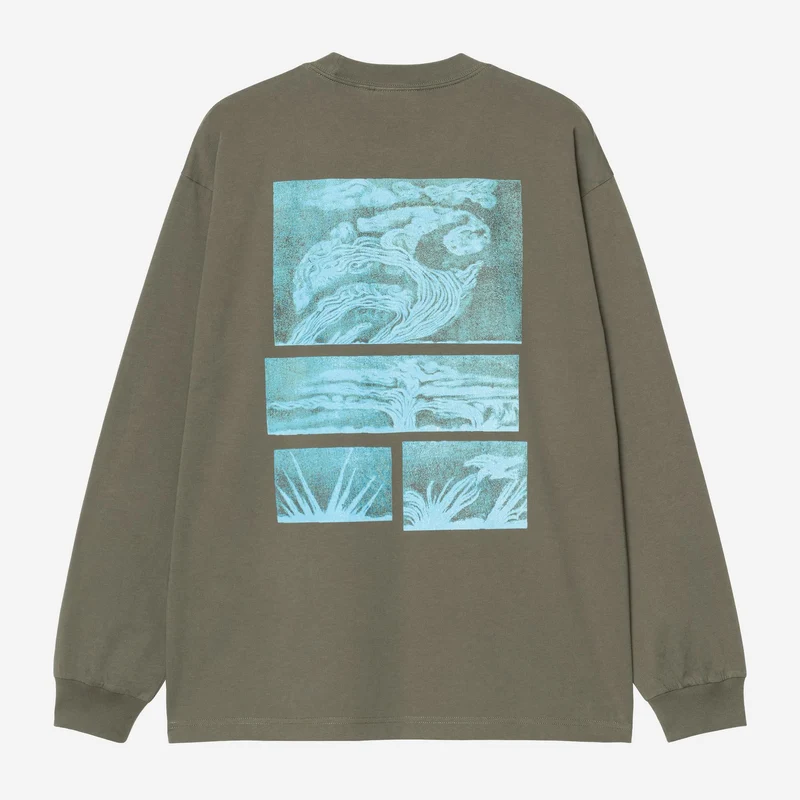 Carhartt WIP Herr Emerge Långärmad T-shirt | Leaf Stone Washed
