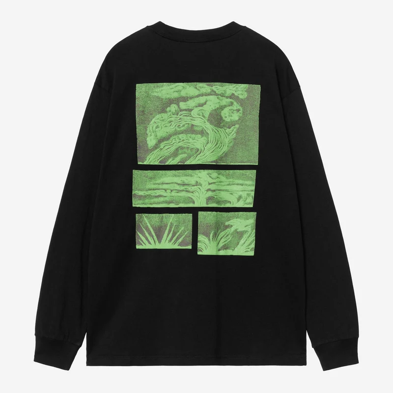 Carhartt WIP Herr Emerge Långärmad T-shirt | Svart Stentvättad