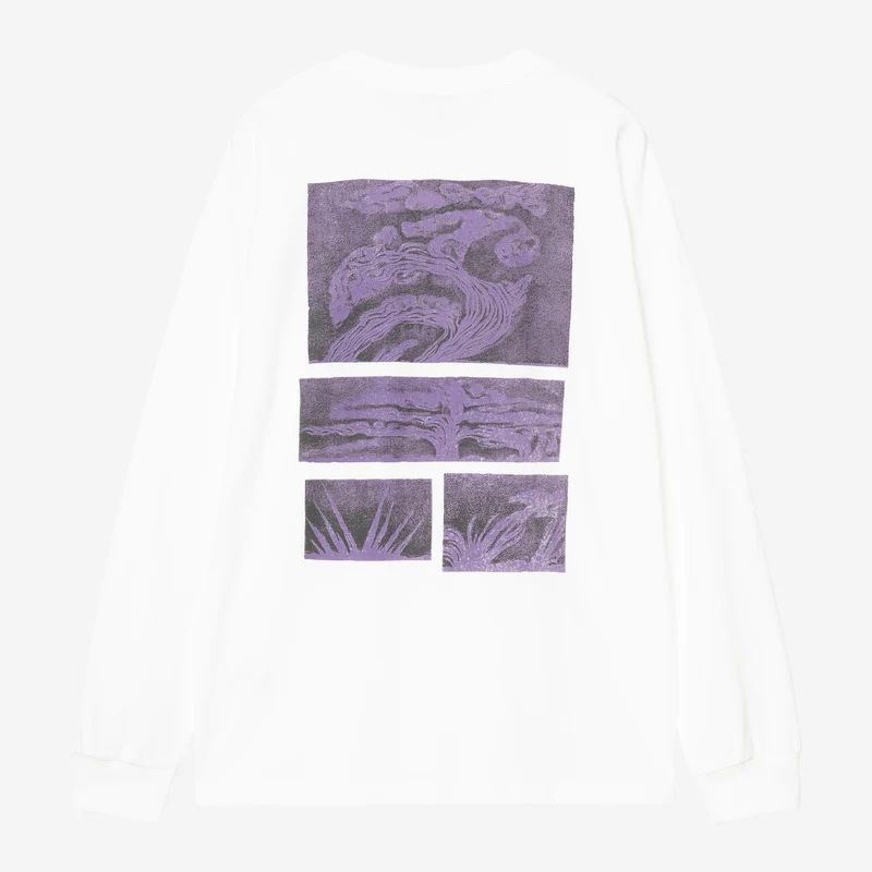 Carhartt WIP Herr Emerge Långärmad T-shirt | Vit Stentvättad