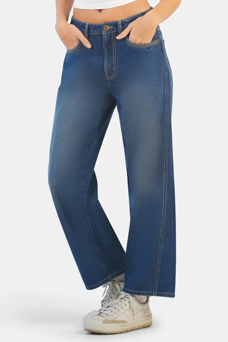 Clyde|100% Cotton Denim Straight Pants