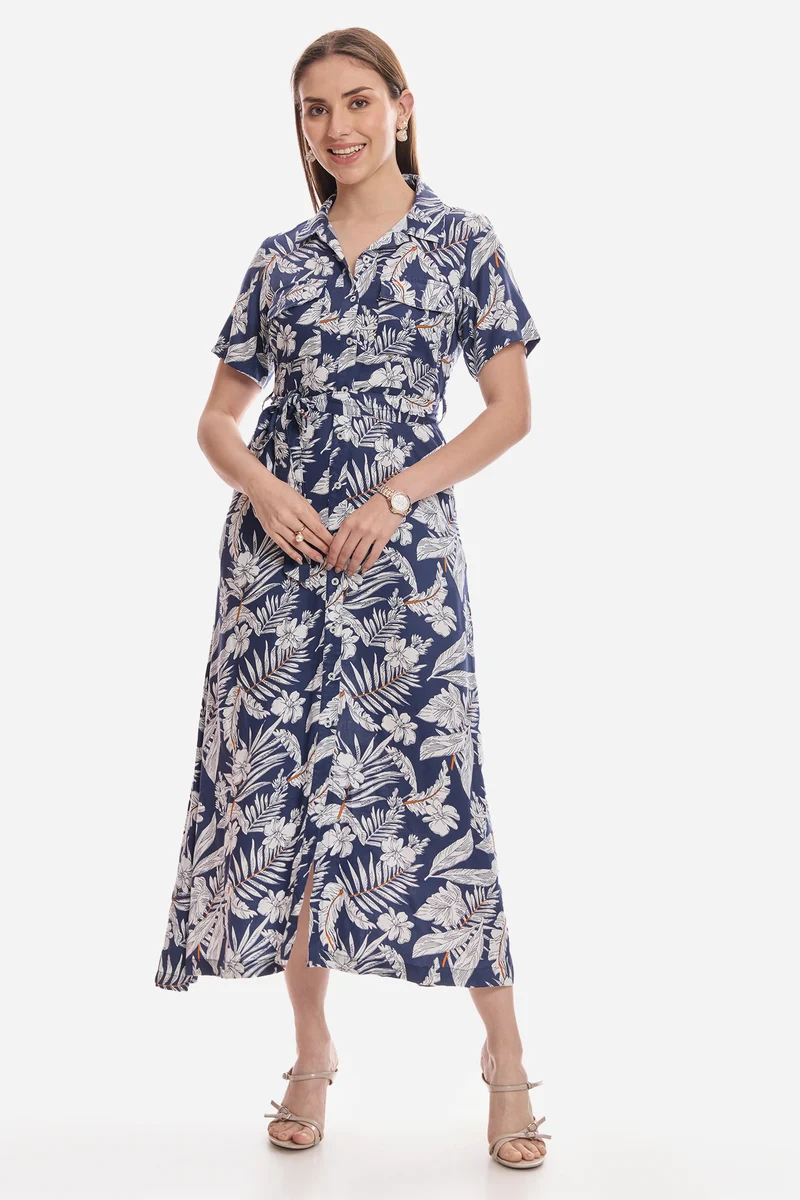 Bute|100% Viscose Twill Maxi Shirt Dress