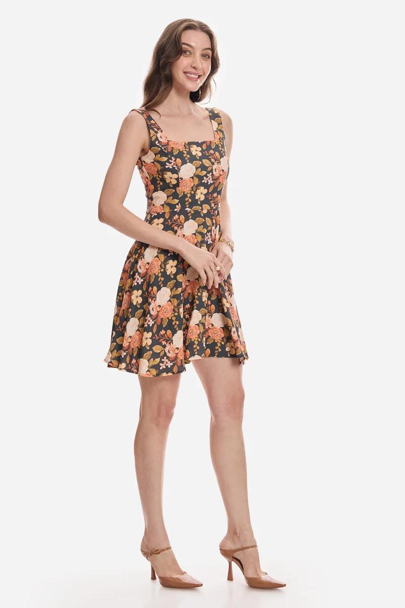 Liza|Lyocell Square Neck Mini Dress