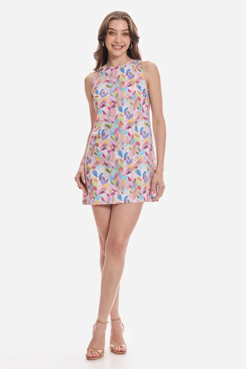 Nurgul|100% Cotton Tent Mini Dress